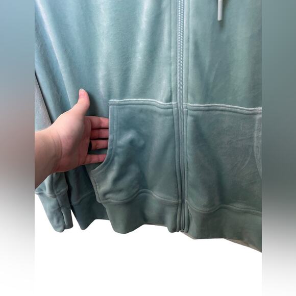 Aerie Soft Velvet Turquoise Full Zip Hooded Long Sleeve Jacket Women’s M - Picture 8 of 8